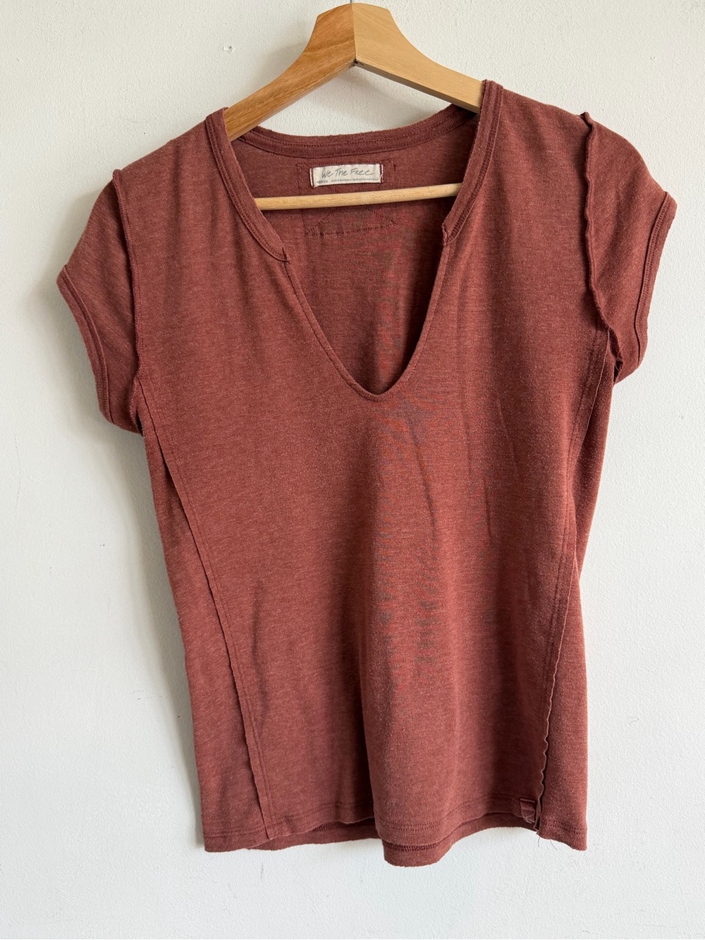 We The Free Short Sleeve V-Neck Tee in Rust